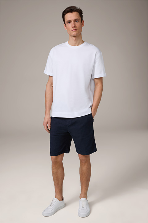 Scurtino Linen Blend Shorts with Drawstring in Navy