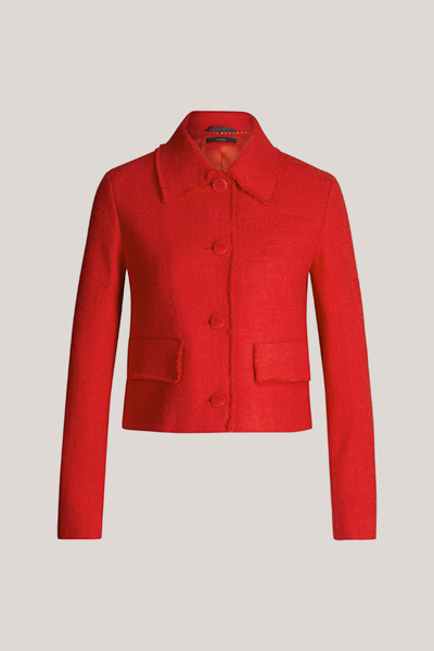 Blazer court d’été en tweed de coton, en rouge