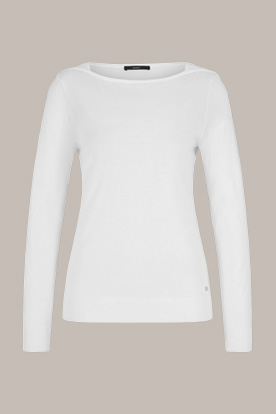 Lyocell/Cotton Long-sleeved Shirt in White