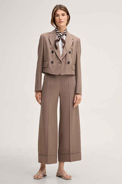 Lyocell culottes with turn-ups in brown