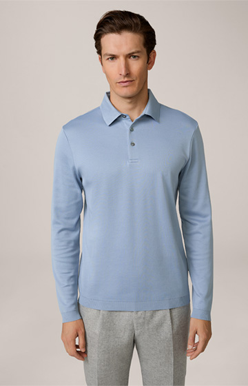 Frido Long-sleeved Cotton Polo Shirt in Light Blue