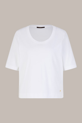 Baumwoll-Interlock T-Shirt in Weiß