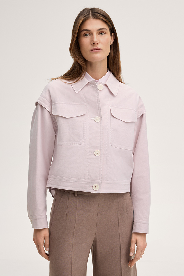 Mène à la page produit « Veste en coton avec col à rabattre, couleur rose »