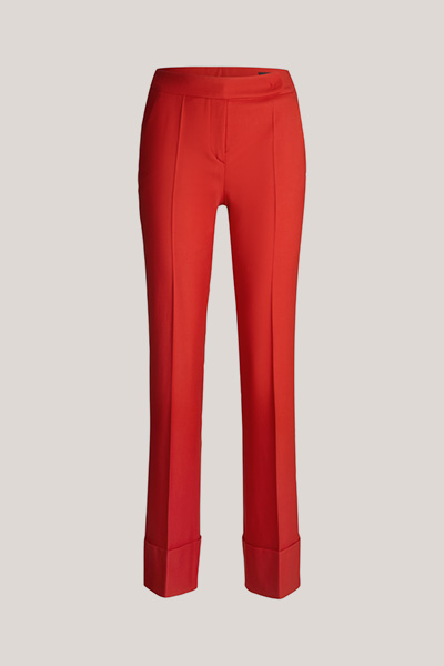 Virgin Wool Stretch Twill Suit Trousers in Red