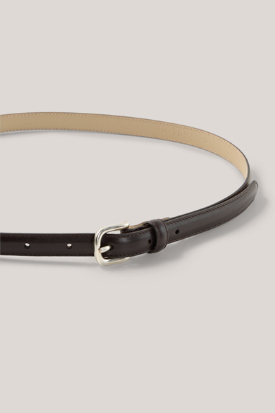 Nappa leather belt with pocket in dark brown