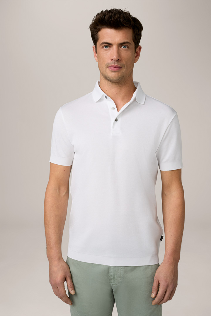 Floro Cotton Polo Shirt in White