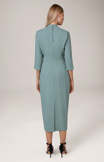 Virgin Wool Crêpe Dress with Wrap Detail in Light Blue