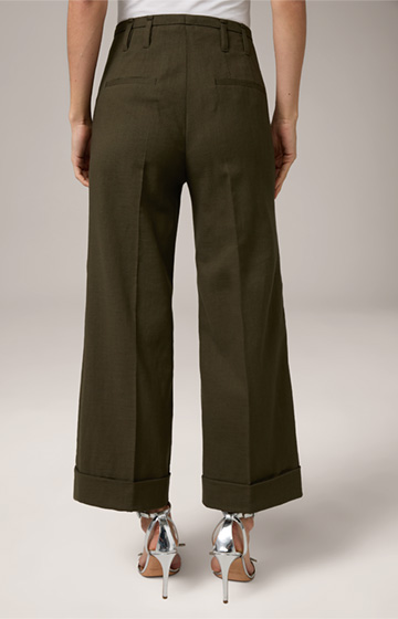 Cotton Blend Culottes in Olive