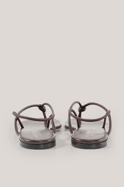 Brown lamb nappa leather sandals