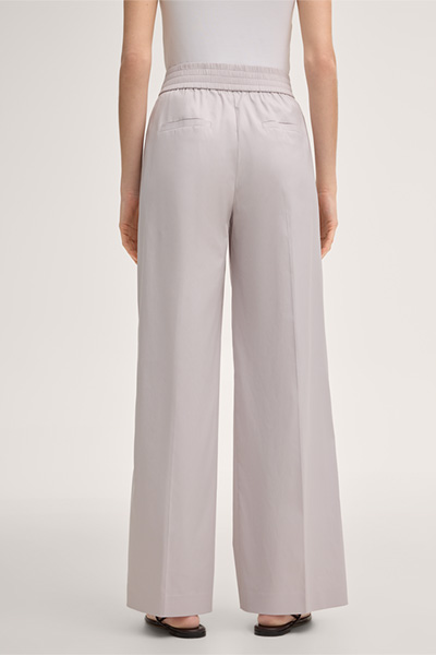 Baumwollstretch-Palazzo-Hose mit Bundfalte in Beige