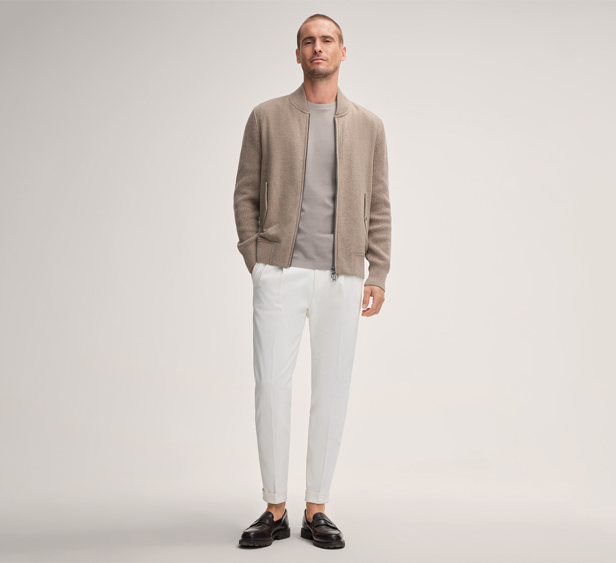 windsor. presents the product Ecosio Cashmere Blouson Jacket in Beige from the category Jackets & coats