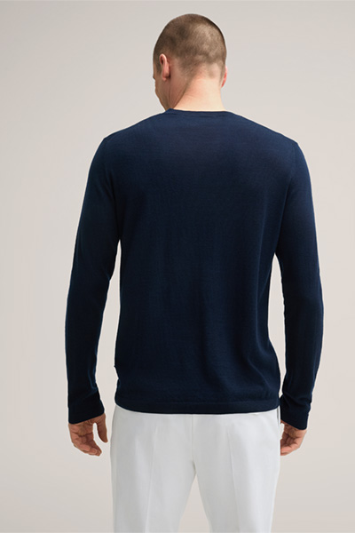 Nando Knitted Sweater with Silk and Cashmere in Navy