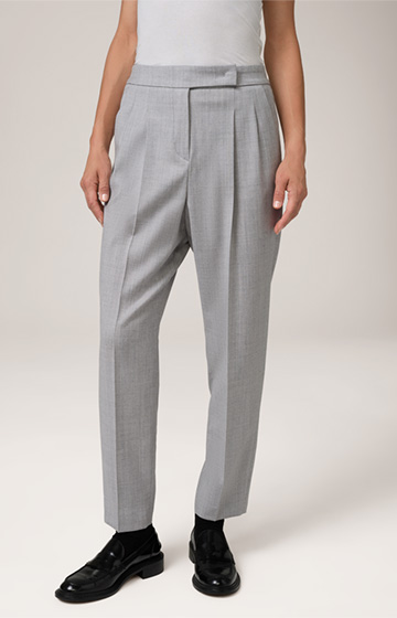 Jogger-Style Pleat-front Flannel Trousers in Light Grey