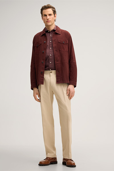 Lano cotton shirt in Bordeaux red