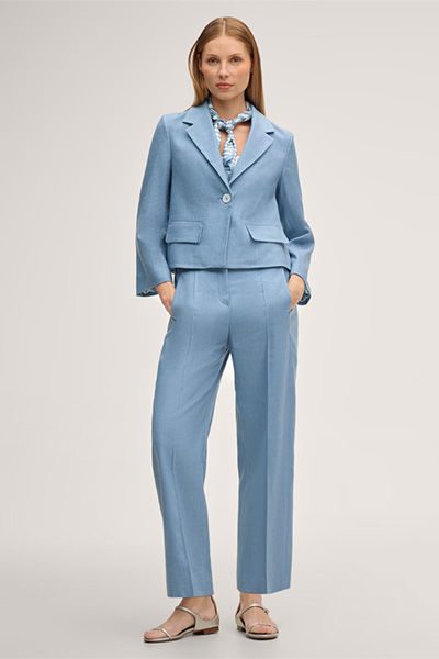 Leinenstretch-Blazer-Jacke in Hellblau