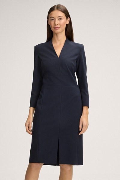 Crêpe Sheath Dress in Navy