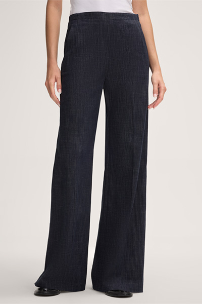 Baumwollmix-Denim-Marlene-Hose in Navy