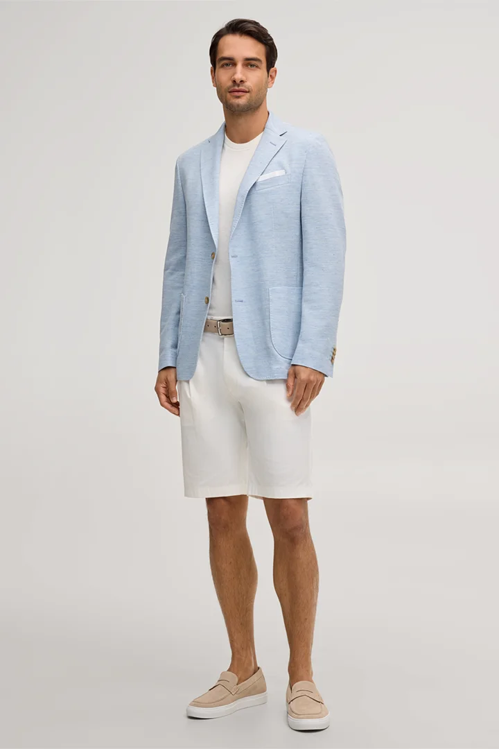 Leads to product detail page "Giro Linen Blend Jacket with Cotton in Light Blue Marl"