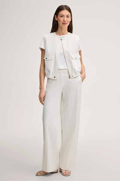 Double-Baumwollstretch-Weste in Ecru