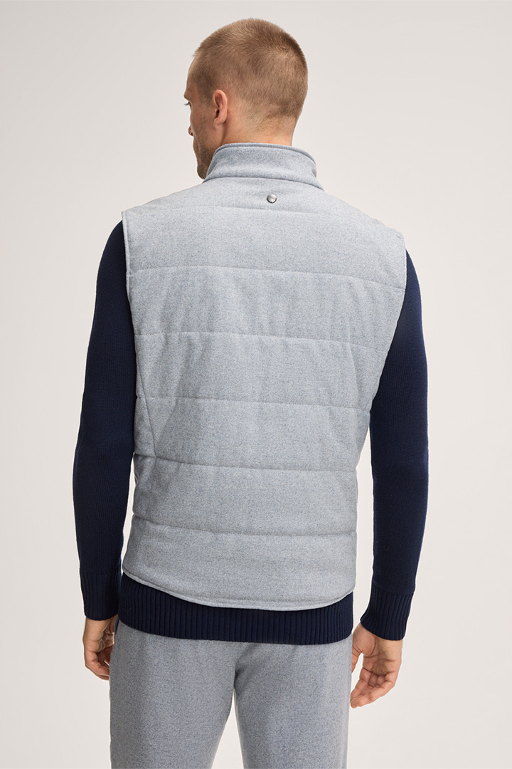 Erice Wool Blend Waistcoat with Stand-up Collar in Light Blue