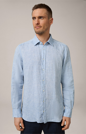Lapo Linen Shirt in Blue Melange