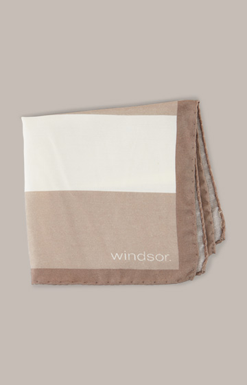 Breast Pocket Handkerchief with Silk in a Beige, Taupe and Cream Pattern