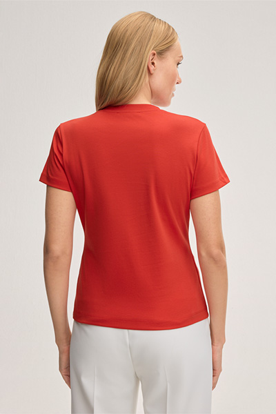 Baumwoll-Interlock T-Shirt in Rot