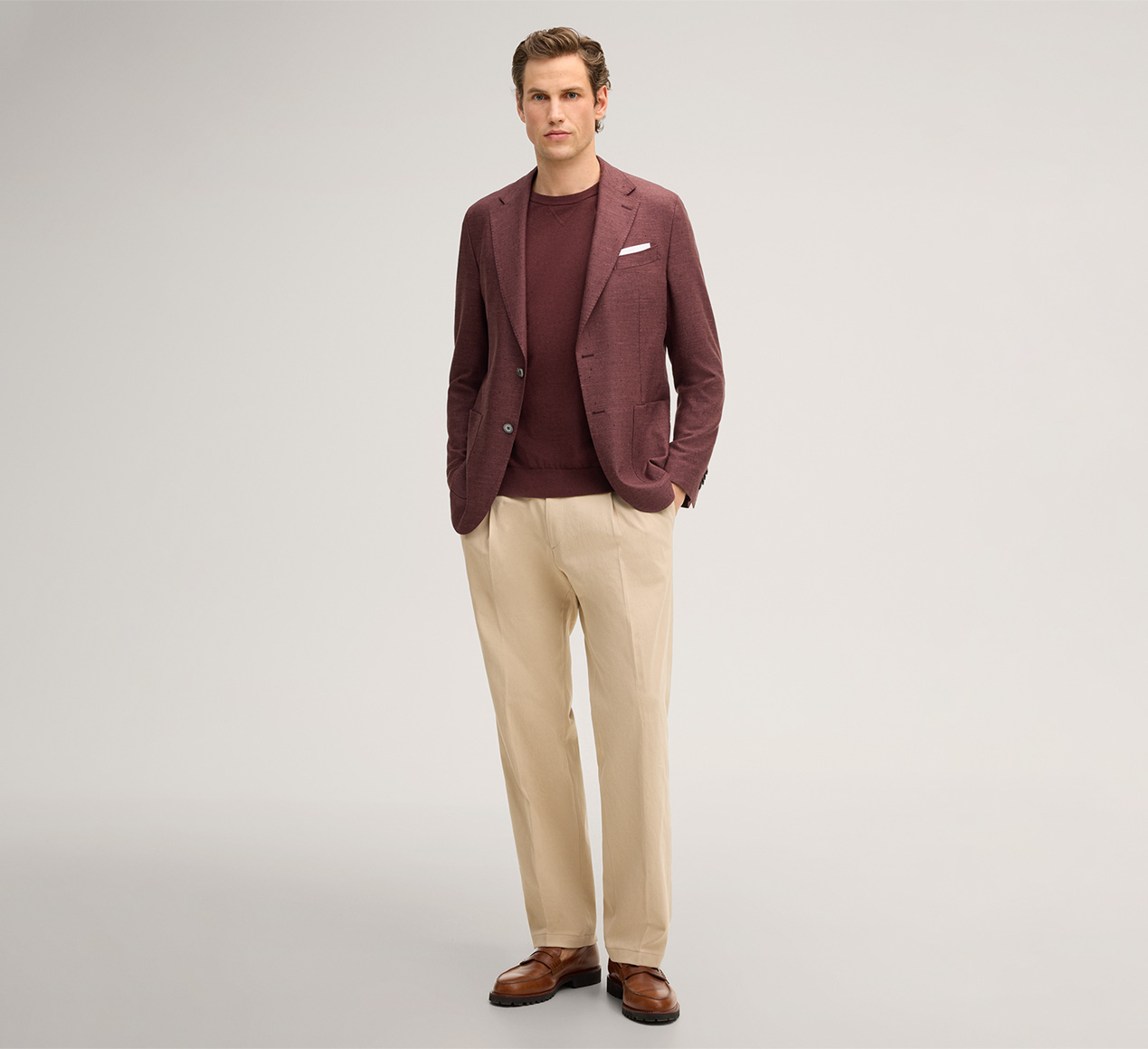 windsor. präsentiert das Produkt Strick-Pullover Cashmilo mit Cashmere und Seide in Bordeaux Rot aus der Kategorie Strick