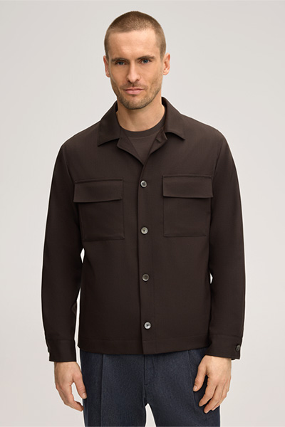 Schurwoll-Baukasten-Overshirt Lavoro in Braun