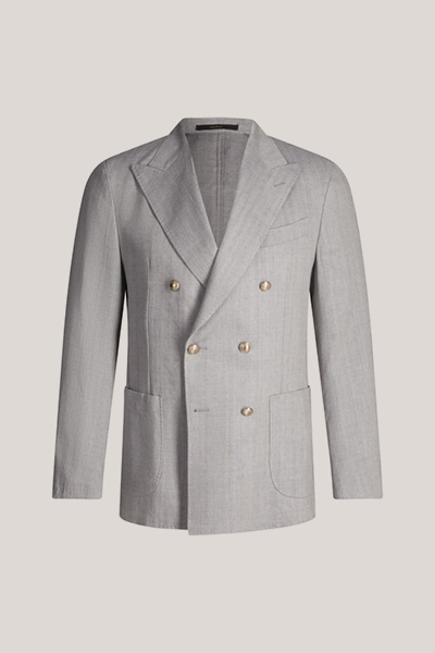 Schurwollmix-Baukasten-Doppelreiher Salio mit Leinen in Grau