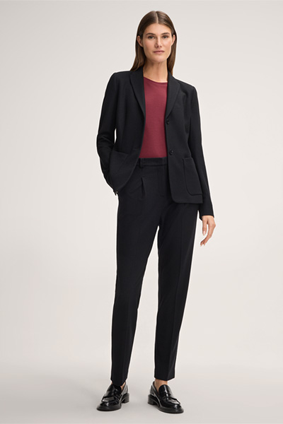 Wolljersey-Blazer in Schwarz