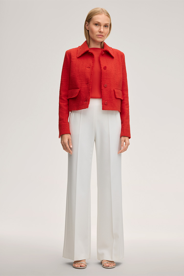 Führt zu Produktdetailseite „Baumwoll-Summer-Tweed-Kurz-Blazer in Rot"