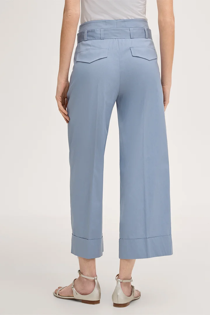 Baumwollstretch-Culotte mit Bundfalte in Hellblau