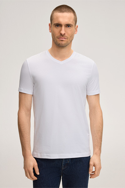 Two-Pack of Cotton Blend Stretch V-Neck T-shirts in White