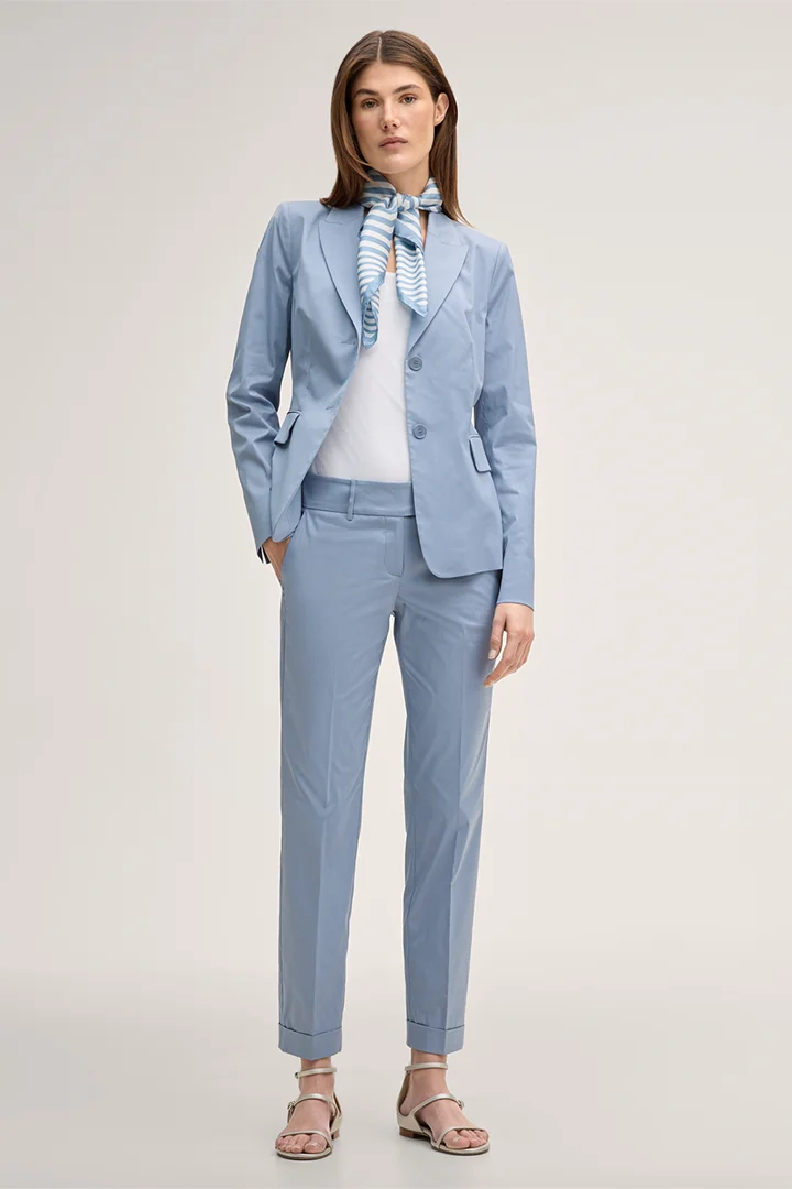 Leads to product detail page "Light blue stretch cotton blazer"