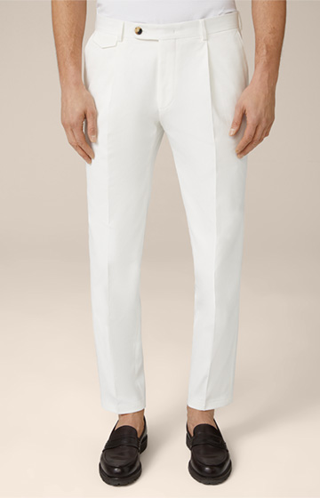 Silvi Cotton Blend Trousers in Cream