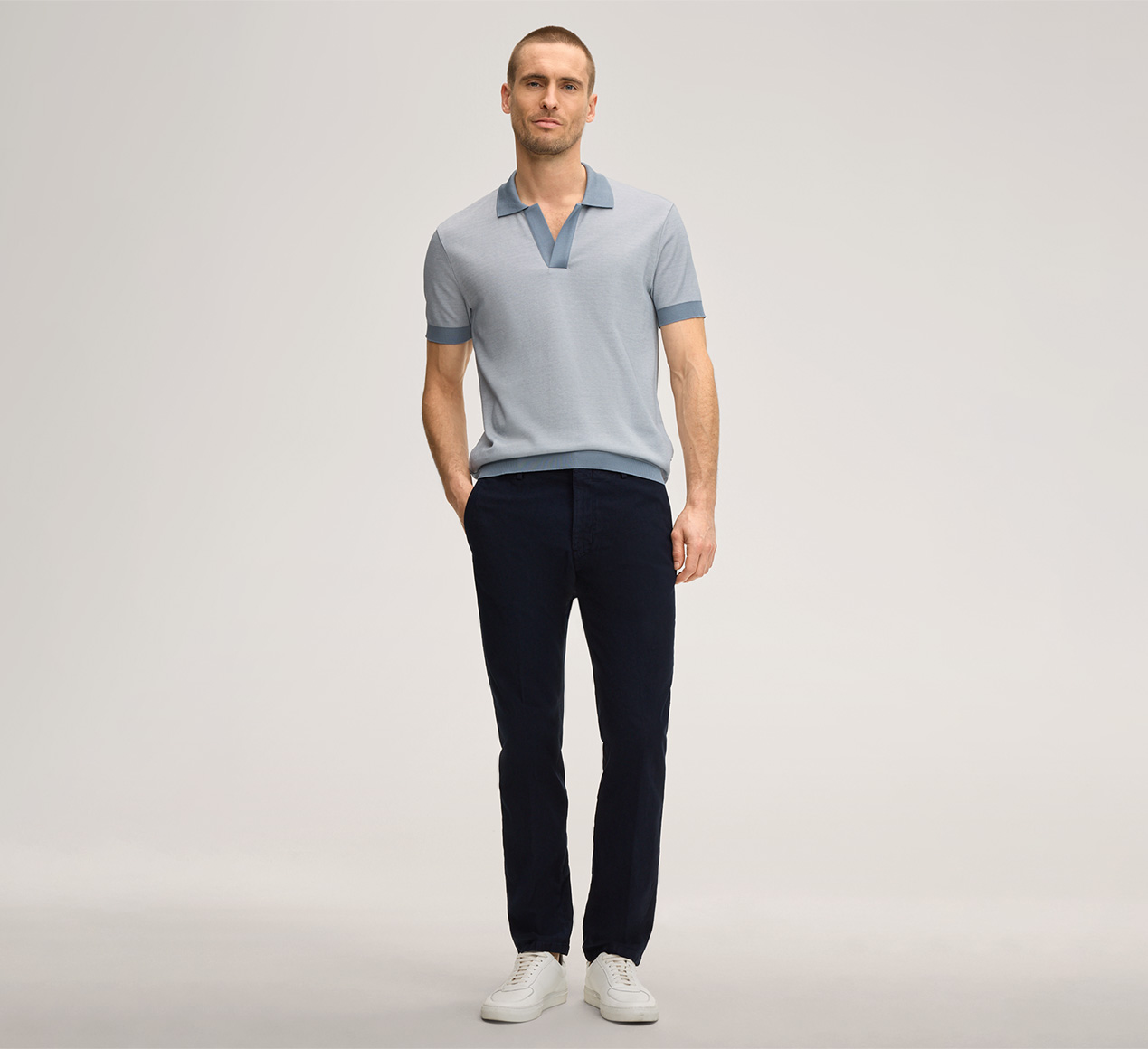 windsor. presents the product Florito Cotton Polo Shirt in Light Blue Marl from the category T-shirts & Polo shirts