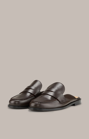 Lambskin Nappa Leather Loafers by Unützer in Dark Brown