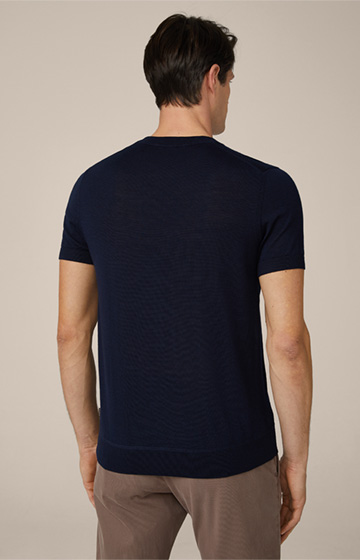 T-shirt tricoté Nando, en bleu marine