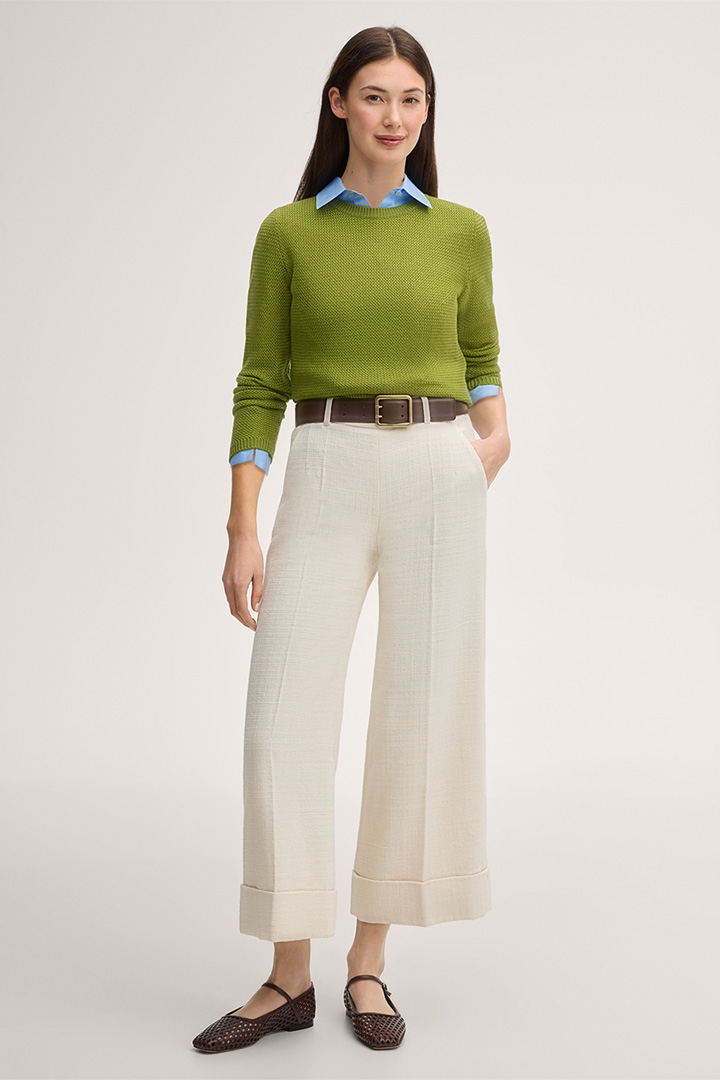 Mène à la page produit « Pull-over en tricot de laine mérinos, en vert »