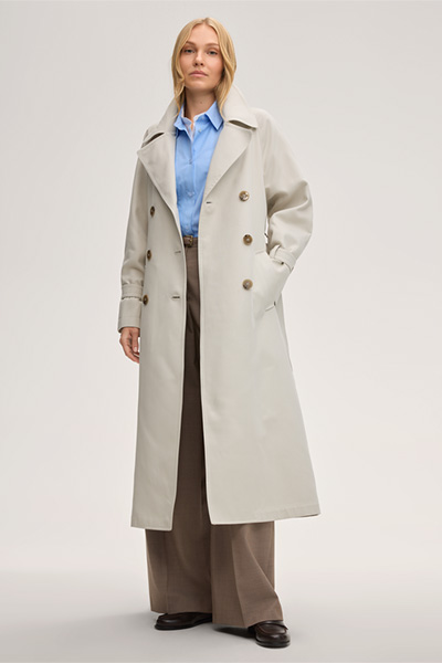 Baumwoll-Seidenmix-Trench-Coat in Ivory
