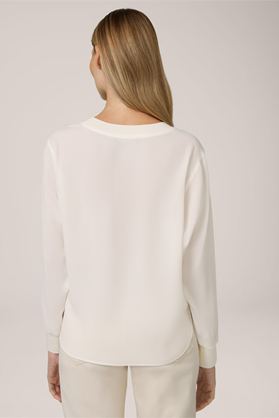 Crêpe Long-Sleeved Blouse in Ecru