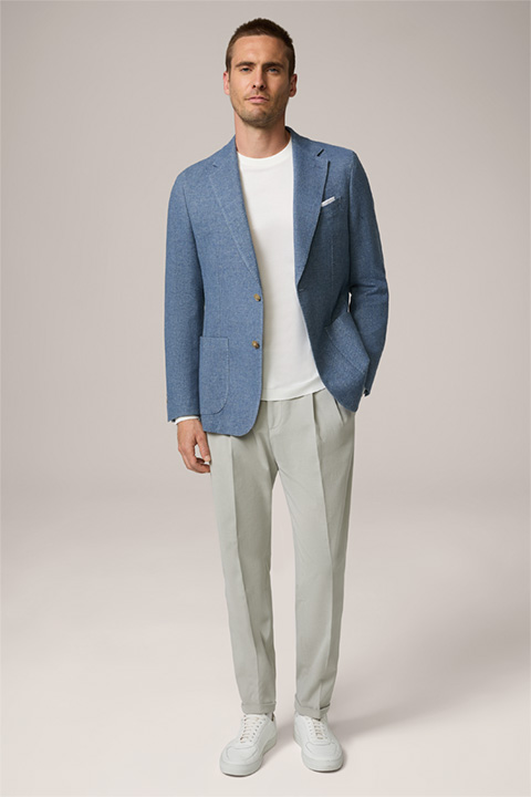 Giorno Wool Blend Jacket with Cashmere in Light Blue Marl