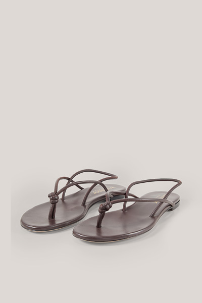 Brown lamb nappa leather sandals