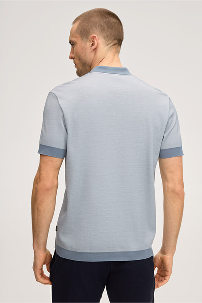 Florito Cotton Polo Shirt in Light Blue Marl