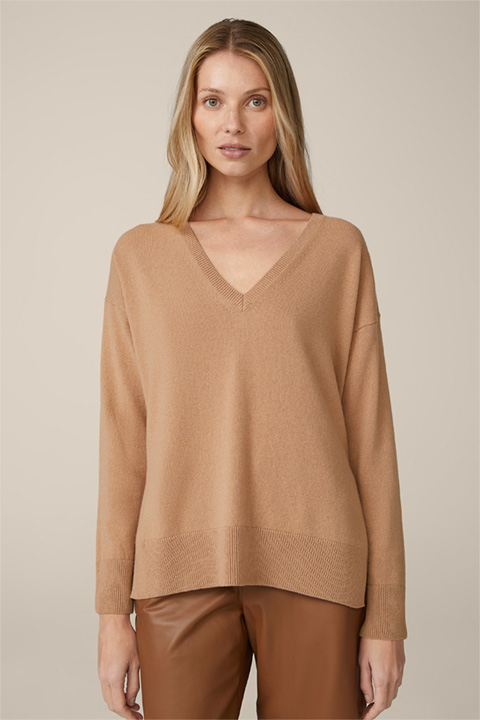 Cashmere-Pullover in Camel