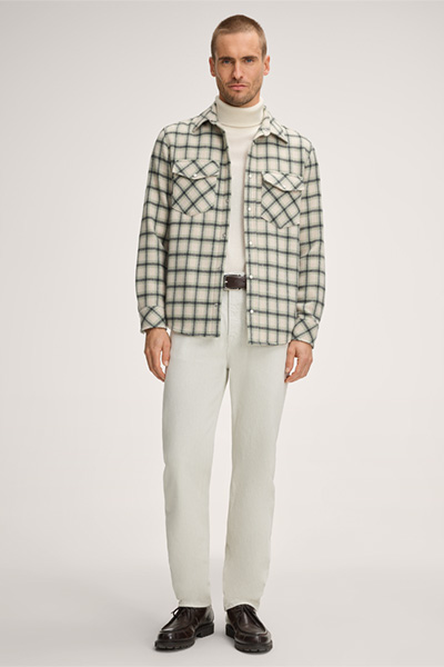 Ozzano Checked Cashmere Overshirt in Green/Beige