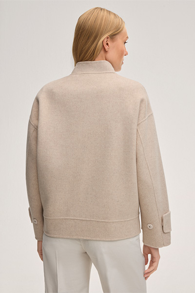 Doubleface-Blouson-Jacke in Taupe