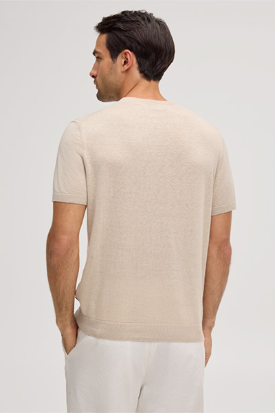Leinenmix-Strick-T-Shirt Lindo mit Baumwolle in Beige