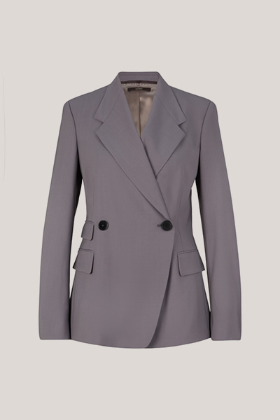 Schurwollstretch-Blazer in Grau